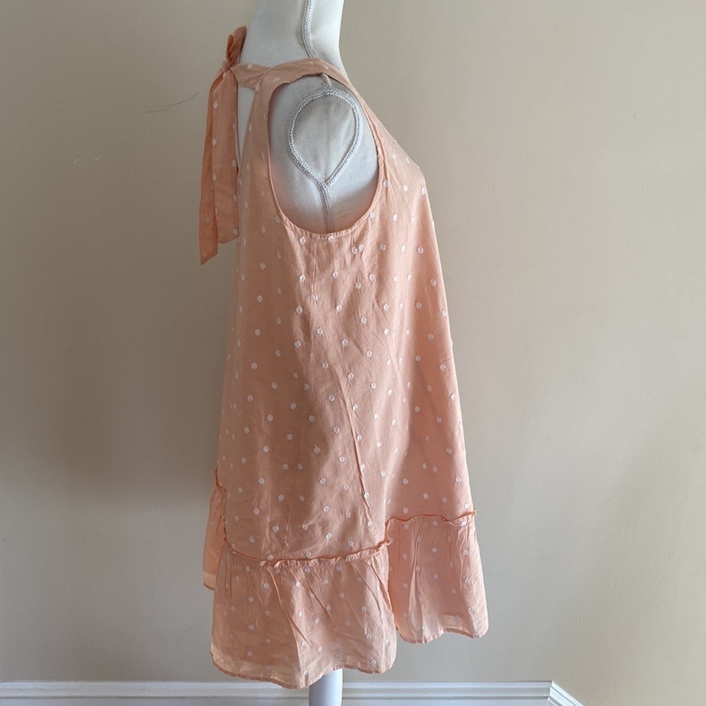 LOFT Peach Polka Dot Sun Dress with Bow - Picture 3 of 16